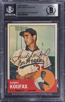 1963 Topps #210 Sandy Koufax Signed Card - BGS Authentic Auto